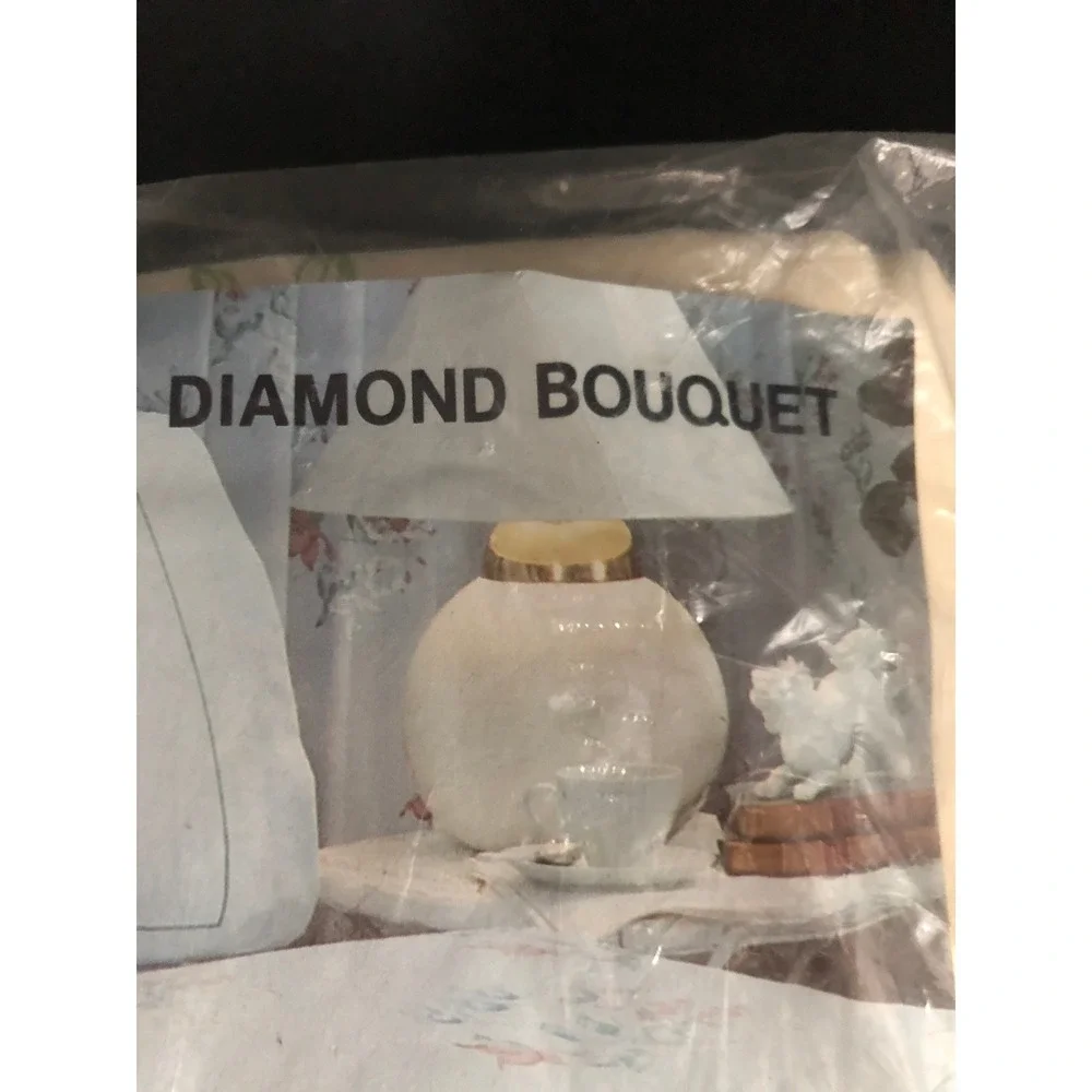 Vintage Tastemaker Full Bed Sheet Set Diamond Bouquet Yellow Floral Percale NOS